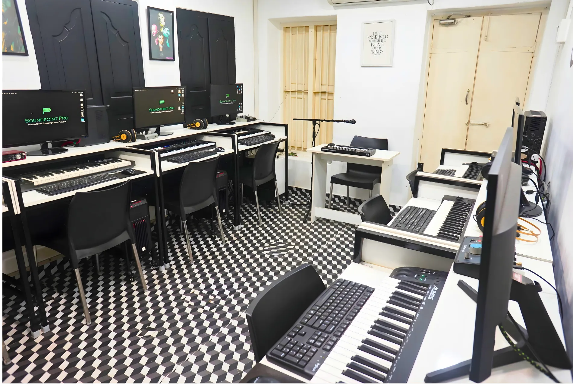 Programming lab overview showing individual workstations